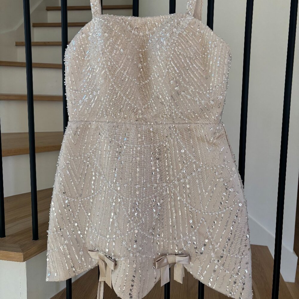 Elegant Sequin Mini Dress - Cream